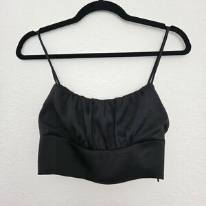 Aritzia‎ Wilfred Satin Black Empire Crop Top Camisole Tank Bralette Top Small